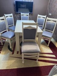 metbex desti: Qonaq otağı üçün, İşlənmiş, Açılan, Dördbucaq masa, 6 stul