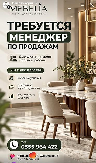 Продажи, работа с клиентами: Требуется Менеджер по продажам, График: Шестидневка, Полный рабочий день, Карьерный рост — 1