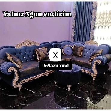 Ev üçün mebel: Klassik üslublu künc divan dəsti - Rəng: tünd mavi (royal blue) — 1