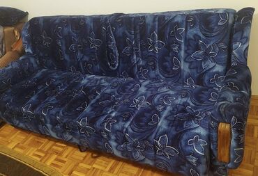 police za vino ikea: Three-seat sofas, Textile, color - Blue, Used