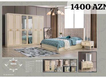 Yataq otağı dəstləri: İkinəfərlik çarpayı, Dolab, Termo, 2 tumba, Azərbaycan, Yeni — 28