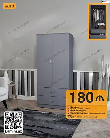 Mebel: 2 qapılı paltar dolabı – La Mini - Ölçülər: D 47 x H 200 x E 90 sm - — 1