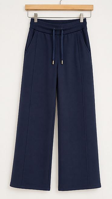 Qadın geniş kəsimli trikotaj şalvar – tünd lacivərt - Model: culotte