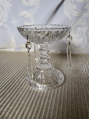 dormeo podloga: Svecnjak nov Bohemija kristal,led kristal,rucni rad 70te. Nov — 10
