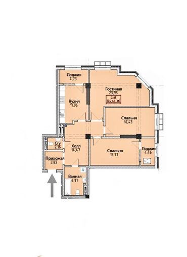 квартиру васток 5: 3 комнаты, 104 м², Элитка, 12 этаж