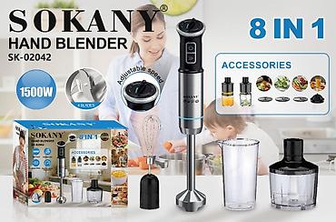 el blenderi: №: 1850 Məhsulun adı: Blender Sokany SK-02042 1500 W 0.5 l gümüşü-qara — 1