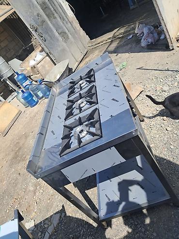 mini pec: Sənaye tipli 3 gözlü qaz ocağı - Material: tam paslanmayan polad (üst — 2