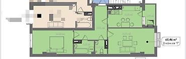 квартиры в: 2 комнаты, 66 м², Городское ГАИ Индивидуалка, 9 этаж, ПСО (под самоотделку) — 4