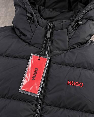 фирмы пуховиков: Зимняя Мужская пуховая куртка HUGO BOSS (чёрная) цена: 4700 — 9