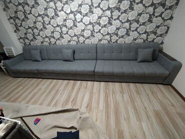 реставрация обивки дивана: Прямой диван, цвет - Серый, Новый