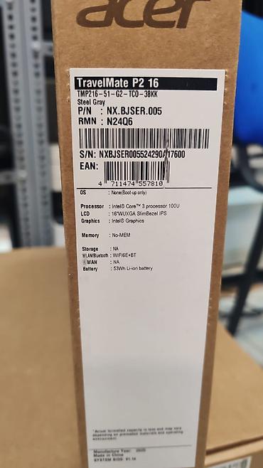 ucuz htc: 💻 Acer TravelMate P2 16 – Yeni, işlənməmiş 🆕 İstifadə olunmayıb 🛡️ 6 — 2