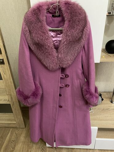 воротник песец: Пальто L (EU 40), цвет - Розовый