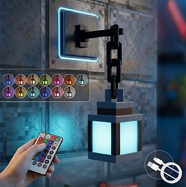 Minecraft RGB divar fənəri – piksel/retro üslubda asılan LED fənər -