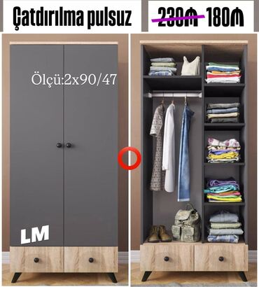 Masa və oturacaq dəstləri: Yeni, Açılan, 2 qapılı Qarderob, paltar dolabı