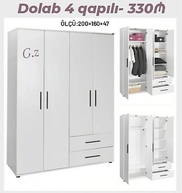 yun dosek nerede satilir: Dörd qapılı paltar dolabı – ölçü: 200×160×47 sm. Xüsusiyyətlər: - Ağ — 1