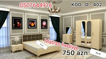 Yataq otağı dəstləri: İkinəfərlik çarpayı, Termo, Dolab, 2 tumba, Azərbaycan, Yeni — 6