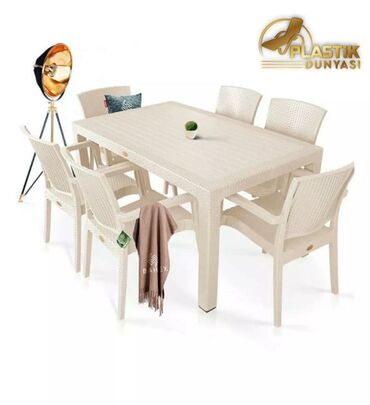stol stul plastik: Yeni, Dördbucaq masa, 6 stul, Açılan, Türkiyə