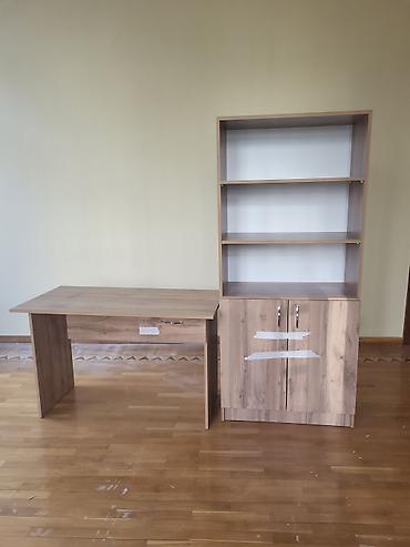 Ofis dəst mebeli: Ofis/mebel dəsti – iş masası və kitab şkafı - Material: ağac naxışlı — 3