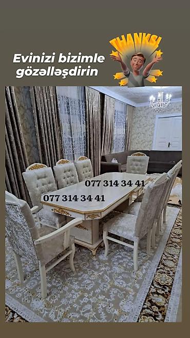 qədimi oturacaqlar: Klassik üslublu qonaq otağı üçün dəst: - 1 böyük düzbucaqlı masa – — 1
