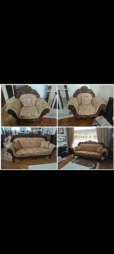 xirdalan mebel seherciyi: İşlənmiş, Klassik divan, 2 kreslo, Bazasız, Açılmayan — 1
