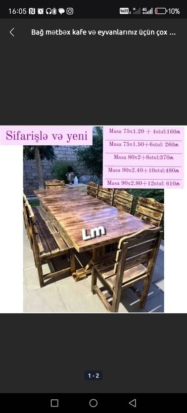 Uşaq və gənc otağı üçün dəstlər: Balkon üçün, Açılmayan, Dördbucaq masa, 8 stul