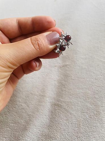 серебро янтар: Серебряные серьги, Проба 925, Янтарь, Женские, Новый — 3