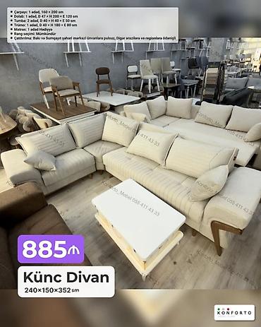 divan alemi: Künc Divan – 240×150×352 sm - Geniş L formalı dizayn, bir neçə — 1