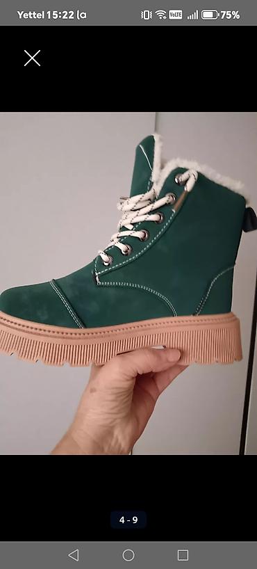 Gležnjače: Ženske zimske čizme do članka - Boja: tamnozelena gornjište, bež đon — 7