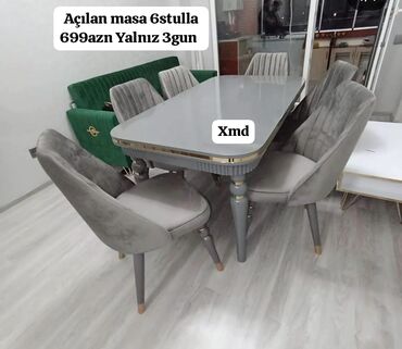 Divanlar: Qonaq otağı üçün, Açılan, Dördbucaq masa, 6 stul