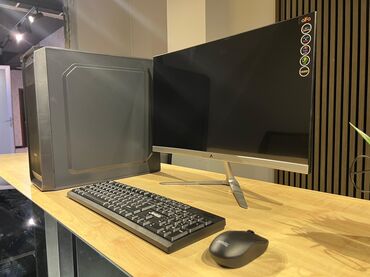 Серьги: Masaüstü kompüter dəsti – sistem bloku, monitor, klaviatura və siçan