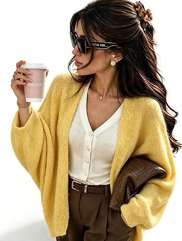patike a: Ženski oversized kardigan – meko pletivo - Silueta: opušten — 2
