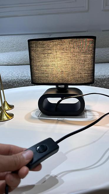 smart light: Настольная лампа с абажуром из льна чёрный 1500 сом с пером простой — 2