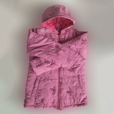 детские дубленки: Куртка детская розовая 7-8 лет
