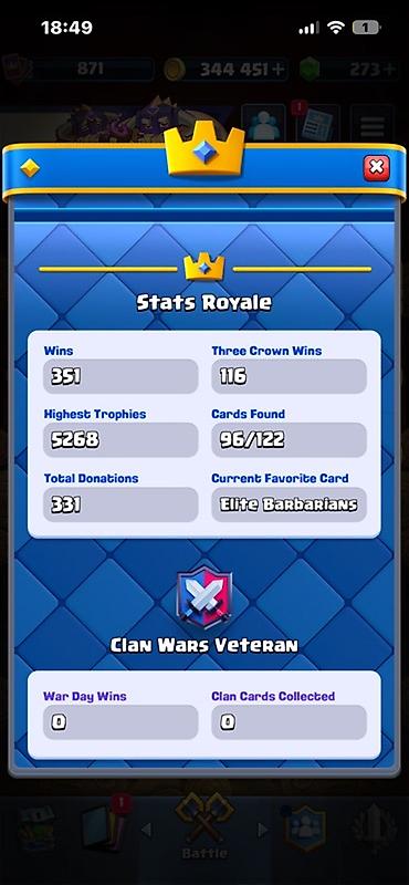 Kolleksiya kartları: Clash Royale hesabı - Kupa: 5238 (rekord 5268) - Qızıl: 344 451 - — 4