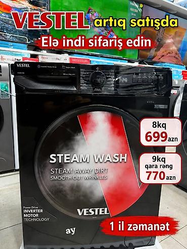 Məişət texnikası: 🔥*VESTEL Paltaryuyan* YENİ GƏLDİ! 🔥 🖤 QARA RƏNG | İNVERTOR MOTOR ⚙️ — 1