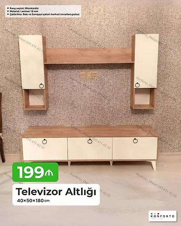 divarda kitab refi: Televizor altlığı və asma divar modulları dəsti - Ölçü: 40×50×180 sm — 1