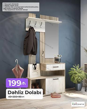 Ev və bağ: Dəhliz Dolabı – 40×200×90 sm - Material: 18 mm laminat - Rəng seçimi — 1