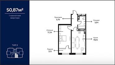 балыкчы квартира: 1 бөлмө, 50 м², Элитка, 11 кабат, Косметикалык оңдоо — 2