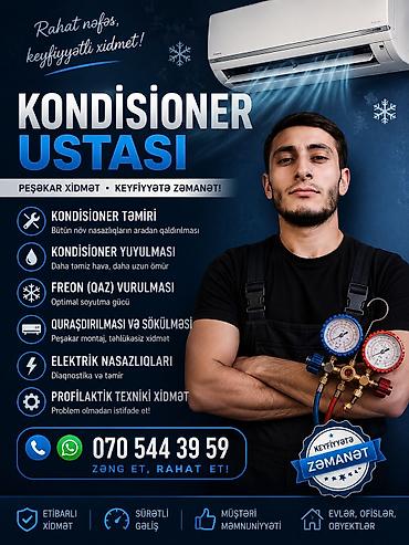 Kondisioner təmiri: Kondisioner Yeni, 100-dən çox kv. m, Split sistem, Kredit yoxdur, Ödənişli quraşdırma — 1