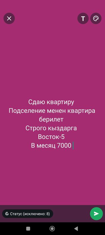 айына квартира: 1 бөлмө, Менчик ээси, Чогуу жашоо менен, Толугу менен эмереги бар