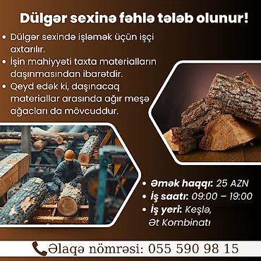 Əməkdaş axtarışı (vakansiyalar): Dülgər sexində işləmək üçün işçi axtarılır. İşin mahiyyəti taxta — 1