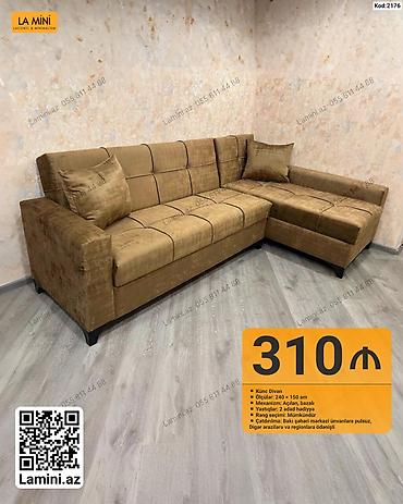 Künc divan – Kod: 2176 - Ölçülər: 240 × 150 sm - Mexanizm: Açılan