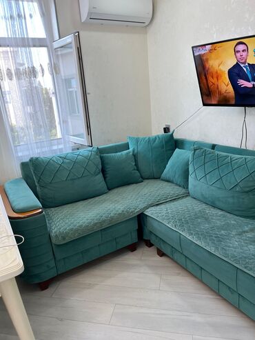 Ofis mebeli: Künc divan, İşlənmiş, Açılan, Bazalı, Vеlur parça, Çatdırılma yoxdur