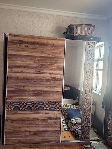 Sürgülü qapılı paltar şkafı - Material: ağac teksturalı laminat (qoz