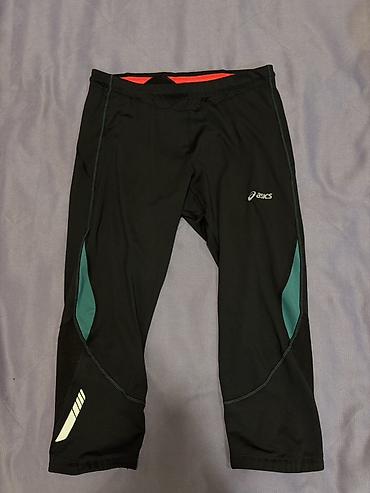 glo hyper plus: ASICS qaçış taytı (3/4 uzunluq) - Rəng: qara, tünd yaşıl panellər və — 2
