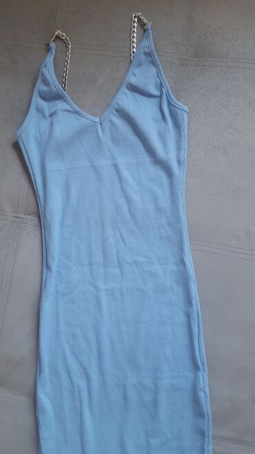 haljina olsen: Haljinica nova sa srebrnim bretelama, nebo plava boja, do kolena