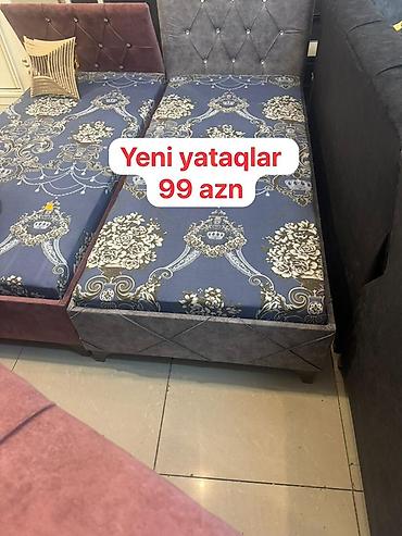 stol ayağı: Yeni tək nəfərlik çarpayı - Klassik naxışlı mavi döşəkağlı tək — 1