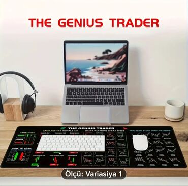 Mauslar: “The Genius Trader” treydinq mouse padi - Geniş səth: qara fonda — 5