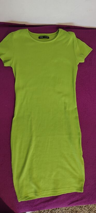 zelena plisirana haljina: XS (EU 34), bоја - Zelena, Koktel, klub, Kratkih rukava