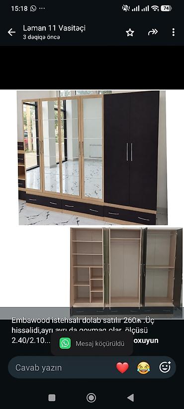 Embawood istehsalı dolab satılır 260₼ .Üç hissəlidi,ayrı ayrı da lalafo.az -da Embawood istehsalı dolab satılır 260₼ .Üç hissəlidi,ayrı ayrı da